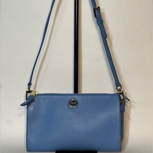 Tory Burch Brody Blue Pebbled Leather Women's Bag with Gold Hardware